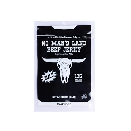 No Mans Land Slow-Dried Beef Jerky | Smoked & Seasoned Jerky Strips | High Protein, Low Carb Beef Snack | Gluten Free - MILD (16oz)