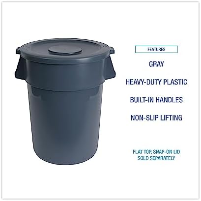 Boardwalk 32GLWRGRA Round Waste Receptacle LLDPE 32 gal Gray