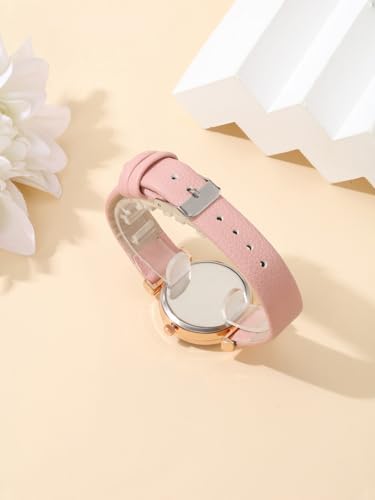 Top Plaza Ladies Classic Leather Analog Quartz Watch | Women Easy Read Arabic Numerals Watches Casual Dress Wrist Watch,Rose Gold Case