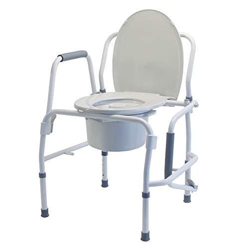 Lumex 3-in-1 Drop-Arm Bedside Commode – Raised Toilet Seat & Safety Rails, Height-Adjustable, 300 lb Capacity