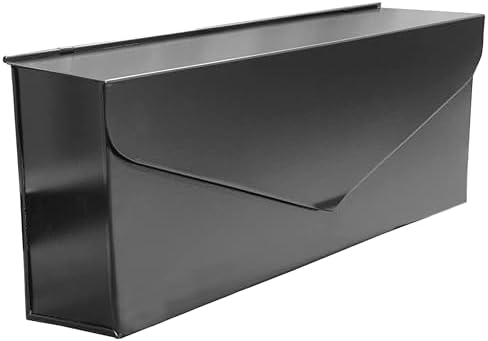 NACH Black Envelope Wall Mount Mailbox, Rust Resistant Metal Mailbox, Black Mailbox Wall Mount, Mailboxes for Outside Wall Mount, Outdoor Mailboxes, Wall Mailbox, 14.1 x 3.5 x 6 Inches, MB-6915BLK