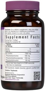 Bluebonnet Lecithin 1365mg, 90 Count | Third-party tested for purity and potency; manufactured in the USA