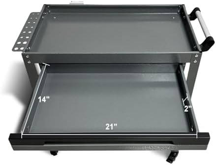 Metal 3 Tier Rolling Tool Cart with Drawer, Steel Utility Cart on Wheels, for Warehouse Garage Workshop