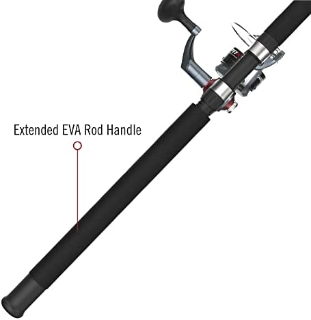 Quantum Optix Spinning Reel and 2-Piece Fishing Rod Combo, Durable Fiberglass Rod, Split-Grip EVA Foam Handle, Anti-Reverse Fishing Reel