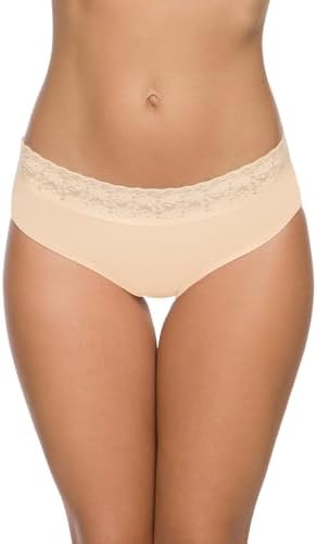 Wealurre Underwear Women Cotton Lace Waisted Bikini Panties 5-Pack