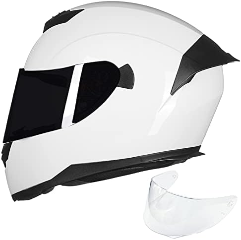 ILM Full Face Motorcycle Helmet for Motocross Street Bike DOT Certified 2 Visors Model-317(Gloss Black, L)