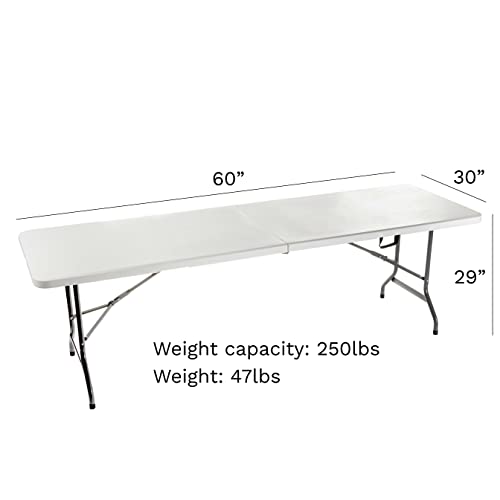 Iceberg IndestrucTable Classic Center-Folding Table, 5 ft, Platinum Granite | Measures 60" x 30" x 29", holds up to 250 lbs, indoor and outdoor use, center-folding for easy carry, ideal for camping