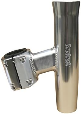 Brocraft Boat T-TOP Rod Holder / Clamp-On Rod Holder - Silver Aluminum - Vertical Mount - Fits 1" to 2" O.D. Pipe