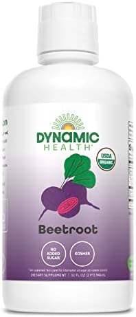 DYNAMIC HEALTH Organic Beetroot Juice Concentrate, 32 fl oz | Circulation, Energy & Endurance Support - No Added Sugar - 31 Servings - Gluten Free, BPA Free
