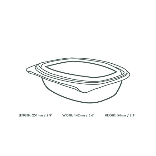 Vegware Compostable 32oz Hinged Clear Deli Containers, Case of 200, PLA Plastic Meal Prep, To Go Box With Lid, Made from PLA, A Renewable Material Made from Plants, Tight Seal for Freshness