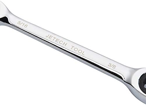 Jetech 5/16" x 11/32" Double Box End Ratcheting Wrench, SAE 72-Tooth Ratcheting Wrench, Forged Cr-V Steel, Heavy Duty for Automotive & Repairs