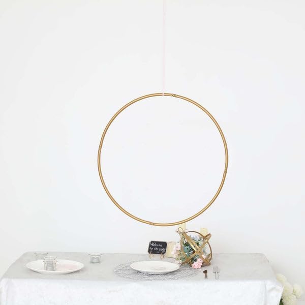 Tableclothsfactory 24" Heavy Duty Gold Metal Floral Hoop Wreath Hanging Rings for Wedding Party Decoration