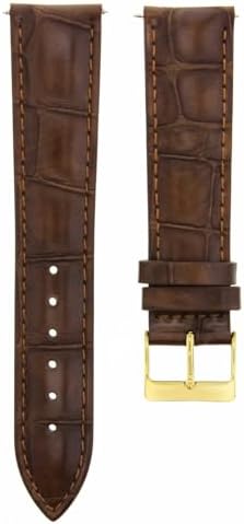 Ewatchparts 20mm Light Brown Italian Leather Replacement Watch Strap Gold Buckle Compatible With Invicta