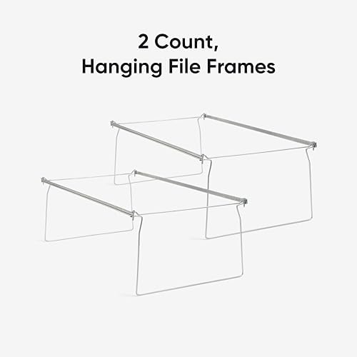 Smead Steel Hanging File Folder Frames, 2 Count, Gray, Adjustable Depth 23" to 27", Legal Size (64873)