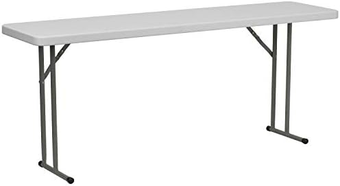 Flash Furniture Elon 6' Plastic Folding Training and Event Table, Rectangular Folding Training Table with 220-lb. Static Weight Capacity, White