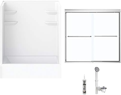 A2 6032CTSMM2R-134561-WC Bath/Shower Kit with Door, 60-in L x 32-in W x 82-in H, White/Chrome
