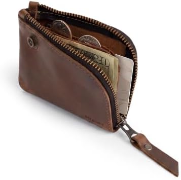 Hide & Drink, Leather Zippered Wallet, Holds Up to 6 Cards Plus Folded Bills, Pouch Organizer, Cash Holder, Travel Essentials, Mini, Pocket-Size, Handmade (Bourbon Brown)