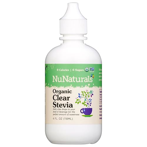 NuNaturals Organic Liquid Stevia Sweetener, Clear Unflavored, Plastic, 4oz