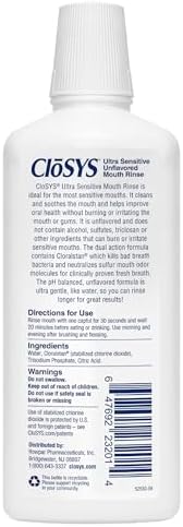 CloSYS Ultra Sensitive Mouthwash, 32 Oz, Alcohol Free Mouthwash, Unflavored Mouth Wash, Dye Free, pH Balanced, Helps Soothe Entire Mouth | Unflavored Mouth Wash, Dye Free, pH Balanced, Helps Soothe Entire Mouth