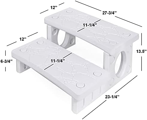XtremepowerUS Premium Multi Purpose 2-Step Spa Hot Tub RV Campers Deck Steps Deck, Spa, Hot Tub, Bathtub, Swimming Pool Sided Step Non-Slip Steps for Outdoor/Indoor (Gray)