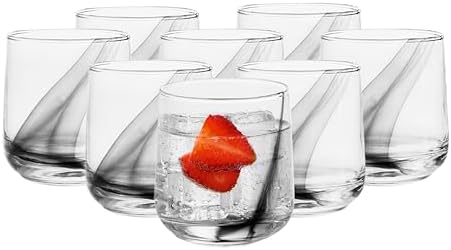 Libbey Blue Ribbon Rock Glasses Set, Artisan-Inspired Four-Dimple Shaped Glass Cups, Dishwasher Safe Whiskey Glasses Set of 8 for Dinners, Parties