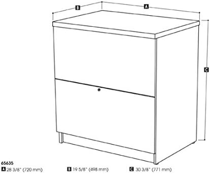 Bestar Universel 29W Standard Lateral File Cabinet in bark Grey | Adjustable leg levelers; ball-bearing drawer slides; Particle board construction