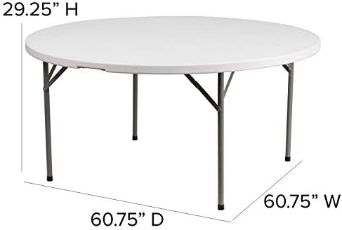 Flash Furniture Elon 5' Round All-Occasion Plastic Folding Event Table, Foldable Portable Banquet Table for Indoor/Outdoor Events, White | Lightweight, Easy Storage, Commercial Grade