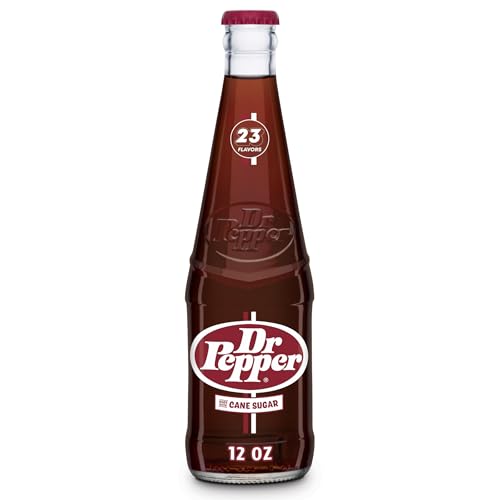 Dr Pepper Real Sugar Soda 12 Oz Glass Bottle (Pack of 6, Total of 72 Oz)