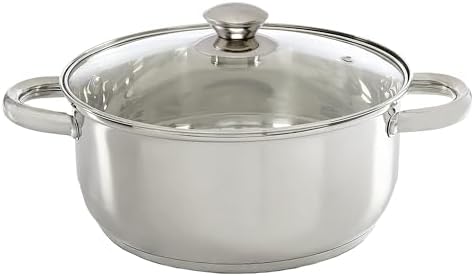 Ecolution Stainless Steel Sauce Pan, Encapsulated Induction Ready Cooking Pot with Glass Lid, Oven Safe, Dishwasher Safe Soup Pot, 2-Quart