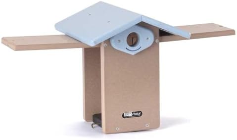 Birds Choice Ultimate Bluebird House, 1.5" Hole | Taupe & Blue | Durable Recycled Plastic Nesting Box, Weather-Resistant for Backyard Bluebirds, 11in x 8.5in x 12.625in