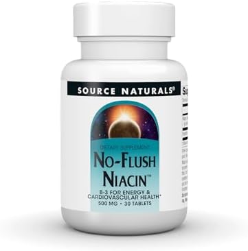 Source Naturals No-Flush Niacin, B-3, 500 mg - 30 VegetarianTablets | Cardiovasular Health | Energy Support*