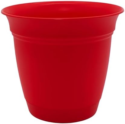 The HC Companies Eclipse Round Planter with Saucer - Outdoor & Indoor Plant Pot with Drainage Holes - Lightweight