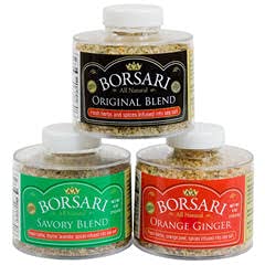 Borsari Seasoned Salt Combo - Multi-Use All Purpose Original and Orange Ginger Seasonings - Gourmet Sea Salt Blends With Herbs and Spices - Set of 2, 4 oz Shaker Bottles