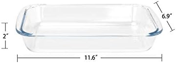 FOYO Basics Tempered Glass Baking Dish, 1.6 Quart Clear Oblong Dish Set, Casserole Dish Cooking Oven Bake