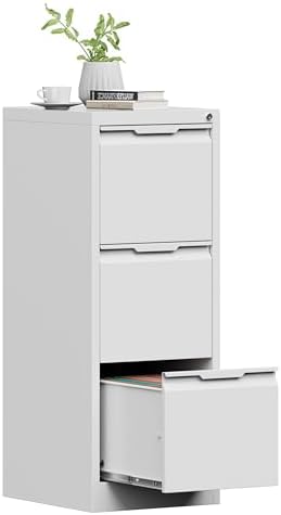 3 Drawer File Cabinet with Lock, Filing Cabinets for Home Office | Metal Vertical File Cabinets