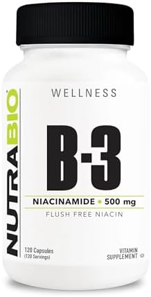 NutraBio Niacinamide Supplement for Normalized Blood Lipids, Better LDL & HDL Levels, Flush Free Vitamin B3, 500mg - 120 Vegetable Capsules