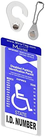 Mirortag™ Holder with Hook & Charm Options- Handicap Placard Holder. Easily Protect