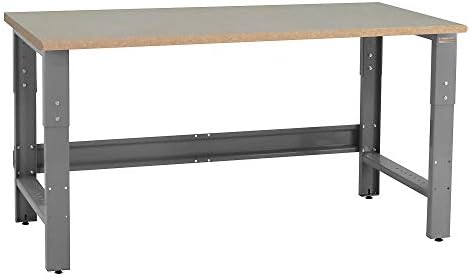 Table & Workbench: 1" Thick Solid Oiled Wood Butcher Block Top, Height Adjustable - 30" D x 48" L x 30" - 36" H - by BenchPro