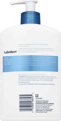 Lubriderm Daily Moisture Body Lotion, Fragrance Free, 16 fl. oz | Hydrating Face, Hand & Body Lotion + Pro-Ceramide for Sensitive Skin, 24-Hour Moisturizer with Shea Butter, Non-Greasy