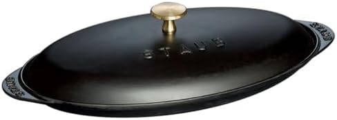 Staub Cast Iron 14.5-inch x 8-inch Covered Fish Pan - Matte Black, Made in France