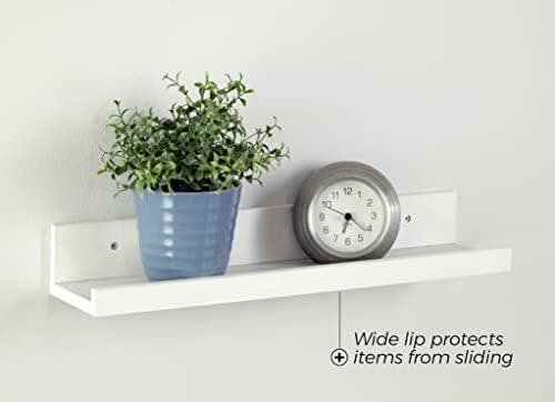 ClosetMaid Floating Shelf with Ledge, Wall Mount, 19 in., for Living Room, Bedroom, Office, Hallway, Storage & Decoration, White Finish