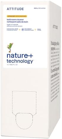 ATTITUDE Bathroom Cleaner Spray, EWG Verified, Plant-Based & Vegan, Safe for Bathroom Surfaces, Tiles, Tubs, Shower Walls, and Grout, Citrus Zest Scent, 27.1 Fl Oz