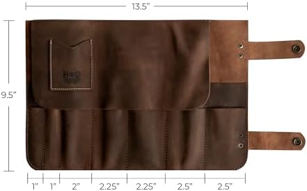 Hide & Drink, Snap Tool Roll Up Bag with 14 Slots, Portable Carry Case for Barbers, Salon Storage Organizer Pouch, Full Grain Leather, Handmade