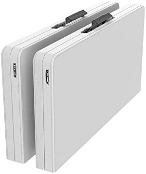 LIFETIME 280228 37-Inch Square Fold-in-Half Table, White Granite Top with Gray Frame