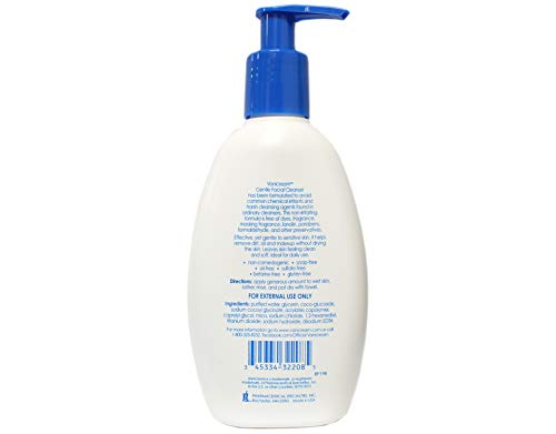 Vanicream Gentle Facial Cleanser for Sensitive Skin, 8 Oz (Pack of 3), Unscented, 24 Fl Oz
