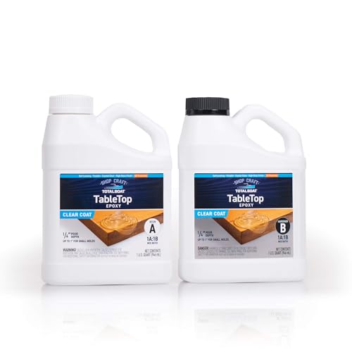 TotalBoat Table Top Epoxy Resin - 2 Quart Kit for Bars and Countertops | Two-Part Epoxy Coating for Bars and Tables, Woodworking, and Resin Art, Clear