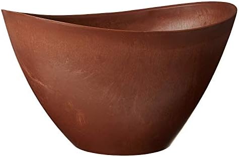 Arcadia Garden Products PSW Pot Collection YB41C Plastic/Stone/Wood Composite Curved Planter Pot – No Drainage Hole (Drillable), for Indoor and Outdoor Plants and Gardens, 16-inch, Chocolate