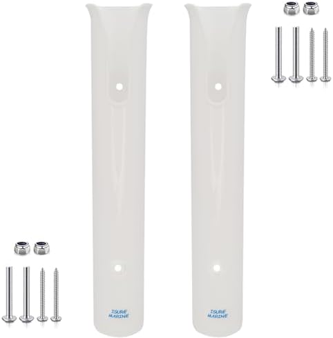 ISURE MARINE Fishing Rod Holder Bracket Wall Mounted Boat Side Mount Tool Holder Tube Links with Screws 2/3/4/6 Pole Tube (White/Black)