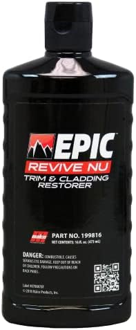 Malco Epic Revive Nu Plastic Trim & Cladding Restorer - Restores Faded and Dried Out Plastic/Vinyl and Rubber Back to Black or Gray Finish / 16 Oz