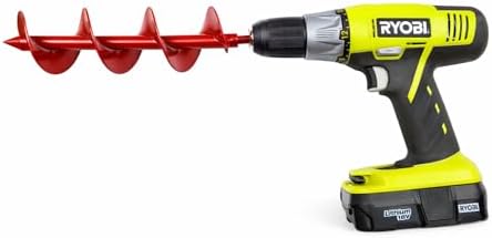 Tech Team 00777 Auger Hole Digger Bulb Planting 3" x 9" – Compact Drill-Powered Garden Auger Planting Bulbs, Flowers, Herbs